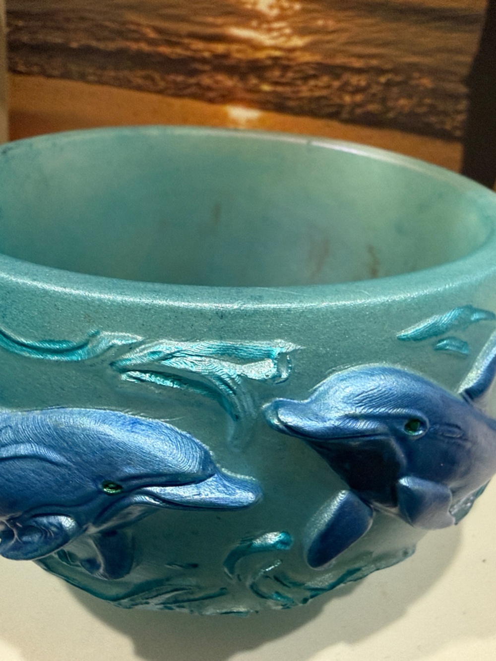Decorative Turquoise Blue Dolphin Resin Bowl - Picture 2 of 11